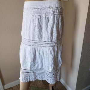 White eyelet lace skirt